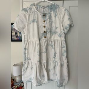 Madewell babydoll tye dye dress, blue & white, size S